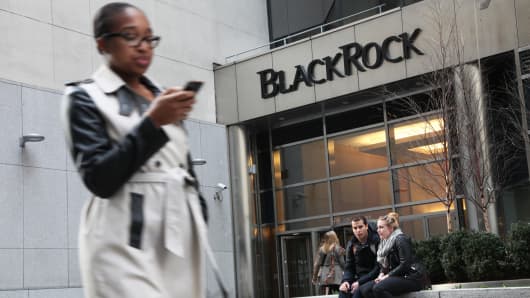 BlackRock signage above building entrance in New York.