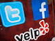 Social media logos for Tumblr, Facebook and Yelp.