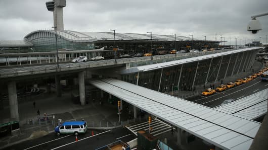 The international arrivals terminal is viewed at New York's John F. Kennedy Airport.