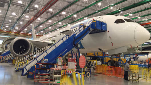 Inside the Boeing manufacturing plant in Charleston, S.C.