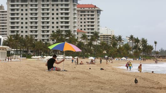 People at the beach in San Juan, Puerto Rico.