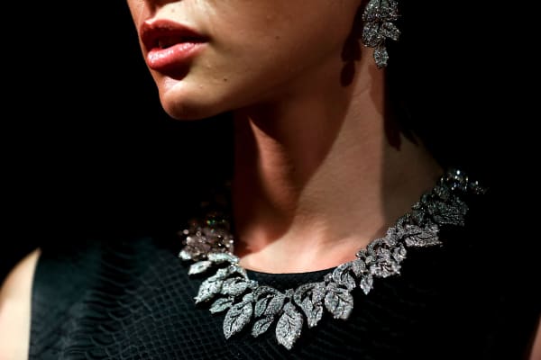 A model wears Bvlgari jewellery at the 130th Anniversary of Bvlgari Gala Dinner.