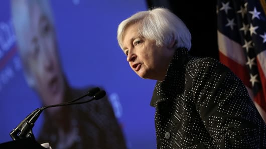 Federal Reserve Board Chairwoman Janet Yellen delivers remarks December 2, 2015 in Washington, DC.