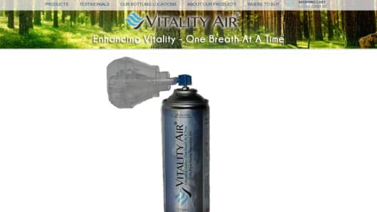 Alberta-based Vitality Air sells this 7.7 litre can of Banff air for $23 Canadian dollars ($16.80).
