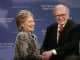 Democratic presidential candidate Hillary Clinton and Warren Buffett.