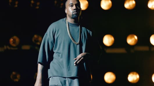 Kanye West performs at iHeartRadio Music Festival