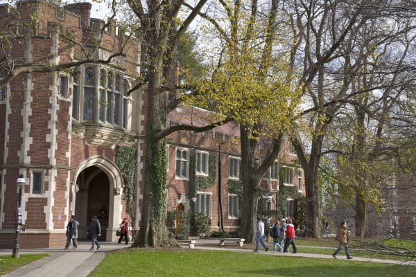 Students walking to classes at Princeton University, Princeton, NJ