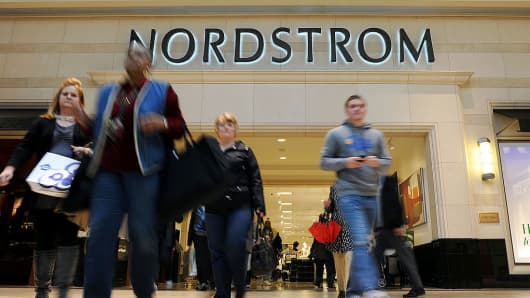 Customers exit Nordstrom
