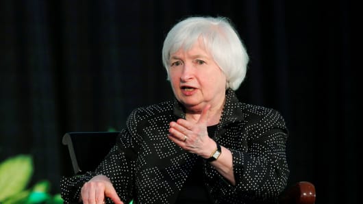 Federal Reserve Chair Janet Yellen speaks at the Radcliffe Institute for Advanced Studies at Harvard University in Cambridge, Massachusetts, U.S. May 27, 2016.