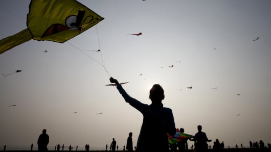 Kites, soaring in the sky 
