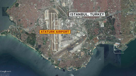 Reported explosions and gunfires at Istanbul's Ataturk Airport on June 28, 2016.