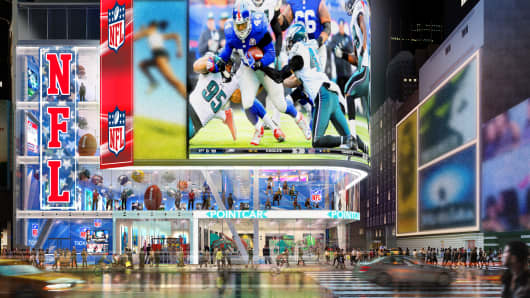 A rendering of the NFL-themed store coming to Times Square.