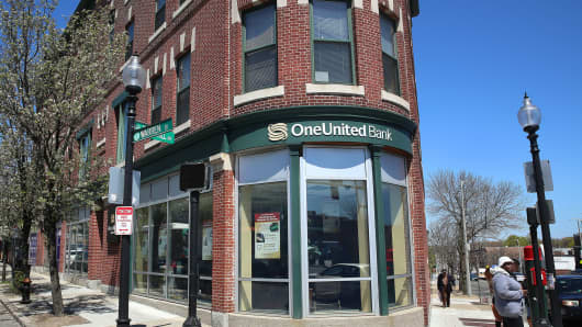 The exterior of OneUnited Bank in Boston