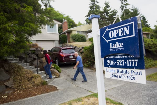 Potential home buyers attend an open house in the Seattle, Washington.