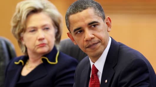 Then Secretary of State Hillary Clinton and President Barack Obama in Beijing, China in 2009.