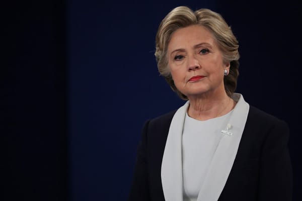 Democratic presidential nominee former Secretary of State Hillary Clinton listens to a question during the town hall debate at Washington University on October 9, 2016 in St Louis, Missouri.