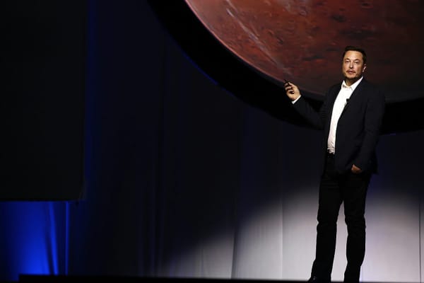 Elon Musk, chief executive officer for Space Exploration Technologies Corp. (SpaceX), speaks during the 67th International Astronautical Congress (IAC) in Guadalajara, Mexico, on Tuesday, Sept. 27, 2016.