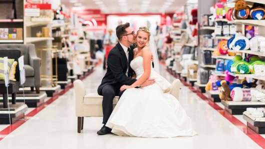 This West Virginia couple commemorated their one year anniversary with a photo shoot at their Morgantown Target store.