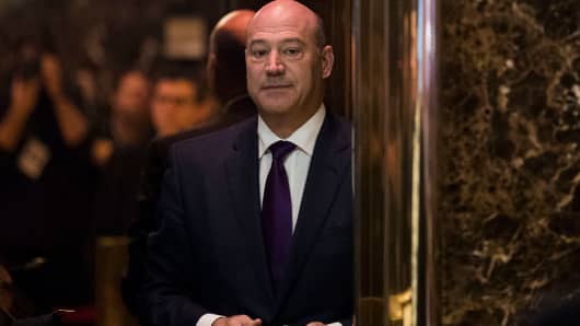 Gary Cohn, president of Goldman Sachs and President-elect Donald Trump's choice for director of National Economic Council, arrives at Trump Tower, December 14, 2016, in New York City.