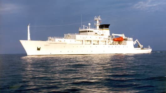 The USS Bowditch is an oceanographic sampling and data collection ship operated by an all-civilian crew, according to the US Navy.