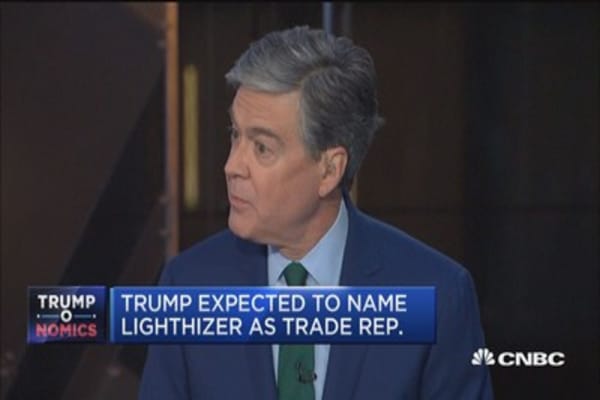 Trump expected to name trade hawk as rep.