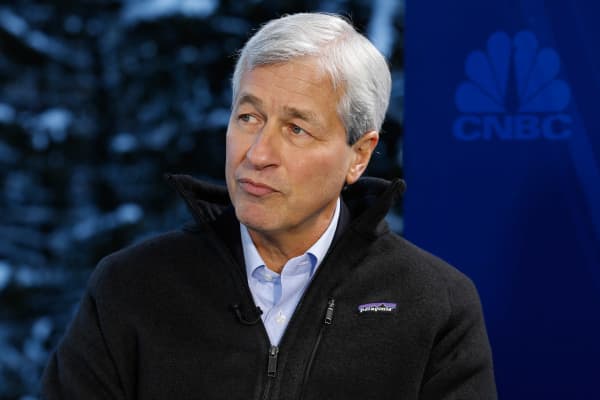 Jamie Dimon, chief executive officer of JPMorgan Chase & Co. at the World Economic Forum in Davos, Switzerland.
