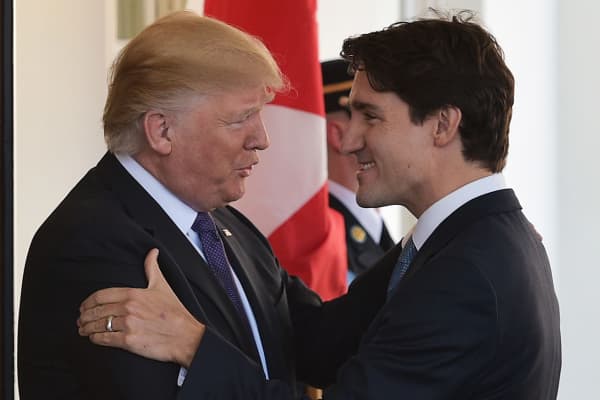 Image result for photos of trump meeting trudeau