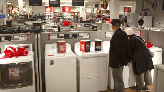 Shoppers browse appliances at the JC Penney store inside the Roosevelt Field Mall in Garden City, New York.