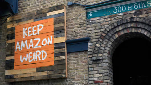 The sign outside Amazon’s event space at the SXSW Festival in Austin, Texas on March 12, 2016.