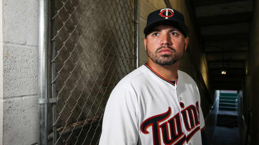 Hector Santiago #53 of the Minnesota Twins poses for a portait during a MLB photo day at CenturyLink Sports Complex Hammond Stadium on February 23, 2017