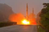 File photo of Ballistic rocket is seen launching during a drill by the Hwasong artillery units of the KPA Strategic Force in this undated picture provided by KCNA in Pyongyang on July 21, 2016.