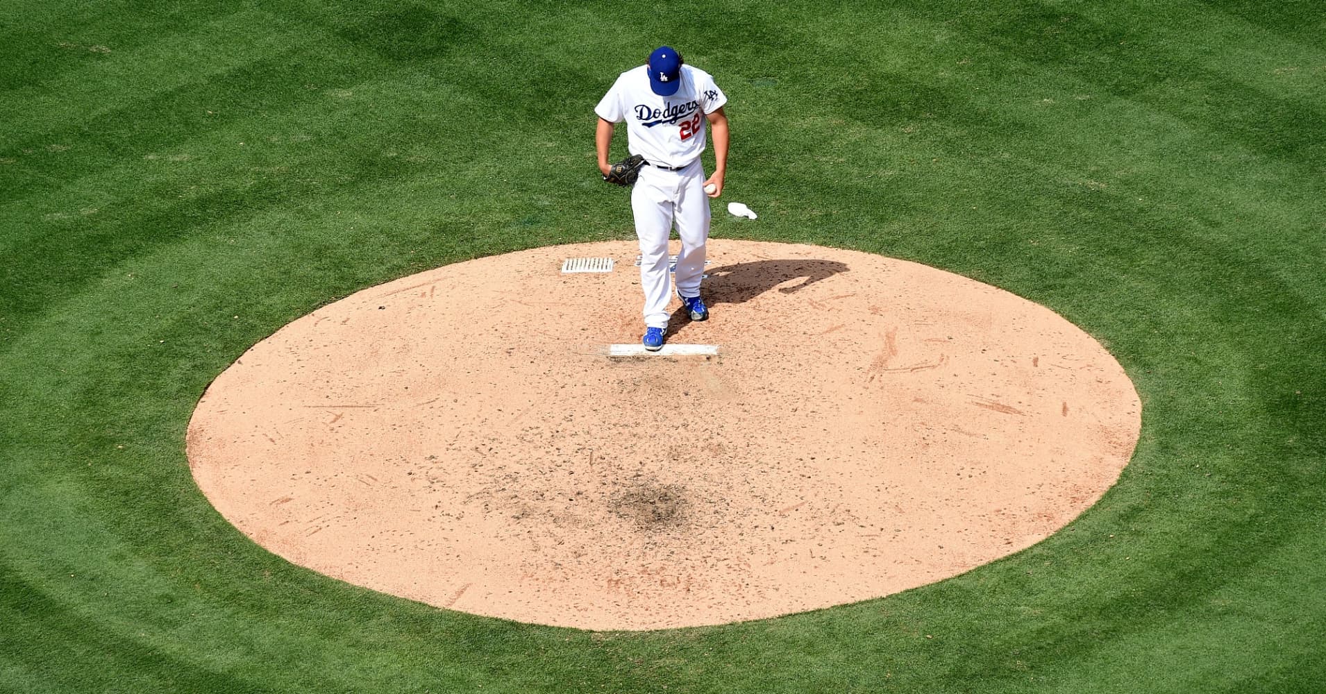 Los Angeles Dodgers Starting pitcher Clayton Kershaw (22) takes the mound during an MLB opening day game between the San Diego Padres and the Los Angeles Dodgers.