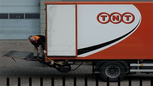 A TNT delivery truck near Amsterdam, Netherlands