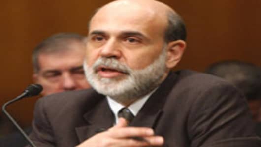 Federal Reserve Board Chairman Ben Bernanke testifies on Capitol Hill in Washington, Wednesday, Feb. 14, 2007, before the Senate Banking Committee hearing on monetary policy. (AP Photo/Dennis Cook)