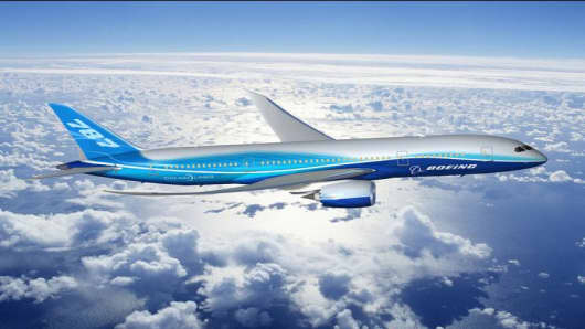 In this hand hout computer-generated image provided by Boeing shows the company's new series Boeing 787 Dreamliner, Wednesday, April; 27, 2005.  A senior Boeing Co. official on Wednesday brushed off the threat of European rival Airbus SAS's "superjumbo," saying orders for Boeing's smaller, more fuel-efficient Dreamliner were robust. (AP Photo/Boeing) ** EDITORIAL USE ONLY **