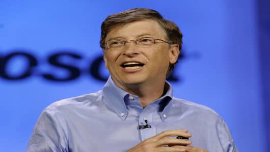 Microsoft chairman Bill Gates delivers a keynote speech at the Consumer Electronics Show in Las Vegas on Sunday, Jan. 7. 2007.  (AP Photo/Jae C. Hong)