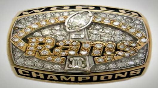 1999 St. Louis Rams "Super Bowl XXXIV" Champions 10K Gold, with All Real Diamonds, Player's Ring