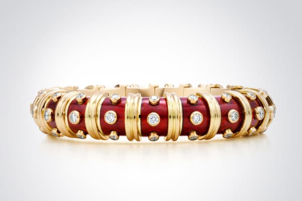 : $65,000This bracelet, from  is made with red enamel, 18k gold and diamonds. »