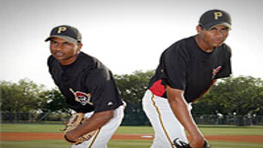 Dinesh Patel (L) and Rinku Singh of the Pittsburgh Pirates.