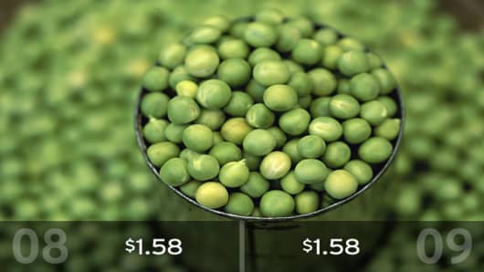 2009 Cost: $1.58Heap on the peas! There’s no change in the estimated cost of this veggie from 2008. One pound will cost about $1.58, according to the AFBF.