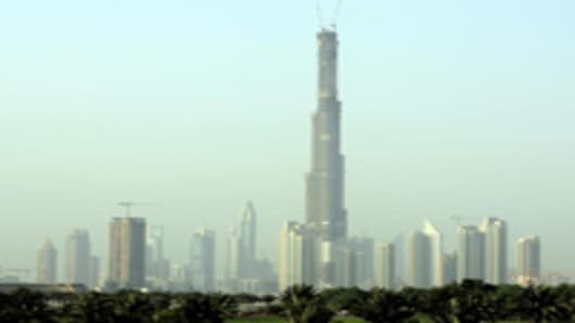 The Burj Dubai towers in Dubai, United Arab Emirates.
