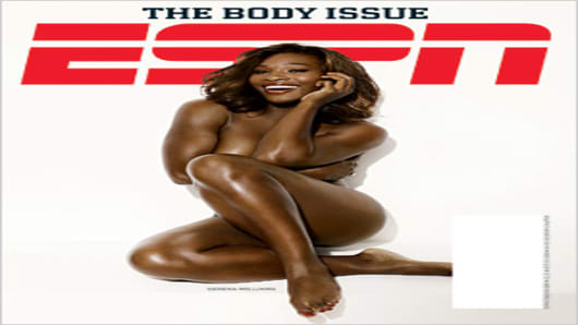 Serena Williams on the cover of ESPN The Magazine, The Body Issue.