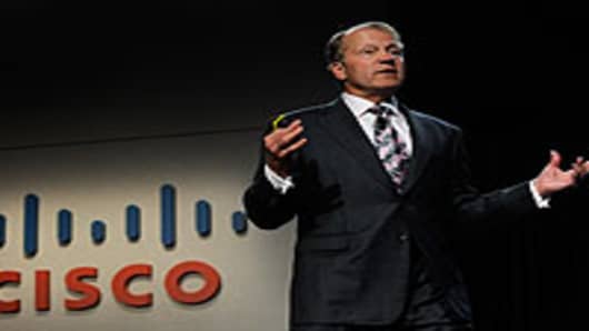 Cisco Systems chairman and CEO John Chambers speaks during a press event at the 2010 International Consumer Electronics Show in Las Vegas, Nevada.