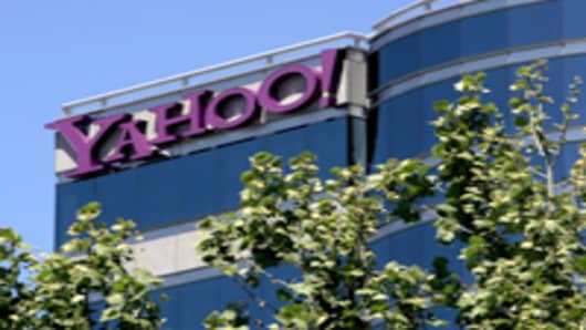 The exterior of Yahoo! corporate headquarters in Santa Clara, California.