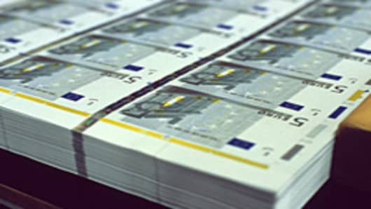Stacks of 5-Euro bills