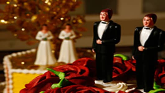 Same-sex wedding cake topper figurines
