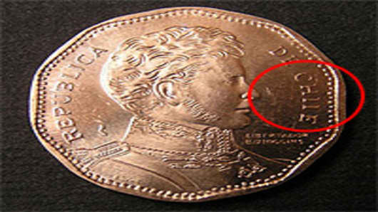 Misprinted Chilean coin