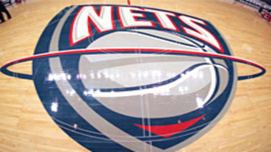 New Jersey Nets logo at center court