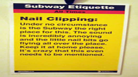 Subway Etiquette sign by Jason Shelowitz