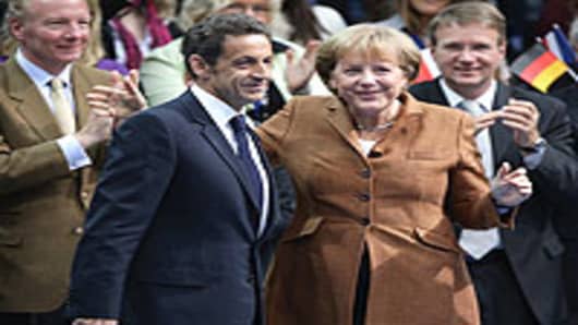 German Chancellor Angela Merkel and French President Nicolas Sarkozy.